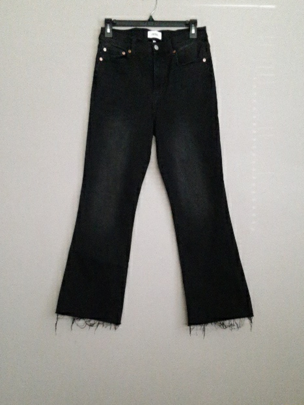 pistola Black Wide-Leg High-Rise Jeans with Frayed Hem